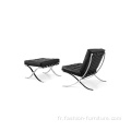 Chaise en cuir noir en cuir inoxydable aux jambes en acier inoxydable